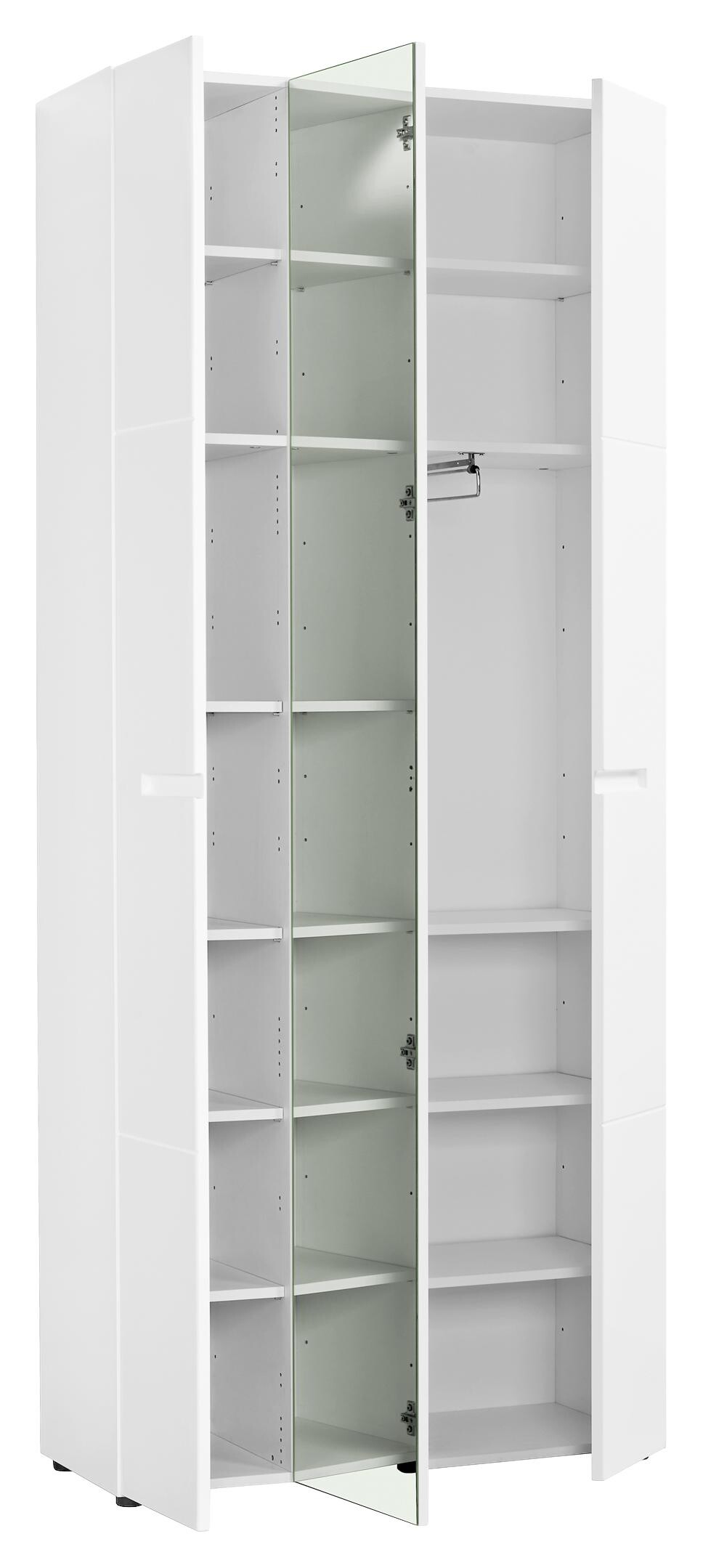 Mehrzweckschrank Mailand 23 weiß weiß Hochglanz B/H/T: ca. 86x202x35 cm