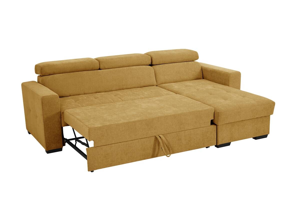 Ecksofa mit Bettfunktion und Bettkasten gelb Microfaser B/T: ca. 238x170 cm