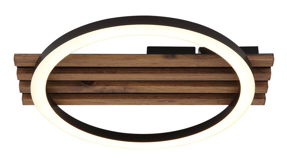 GLOBO Deckenleuchte Opal mattschwarz MDF Metall B/H: ca. 34x6 cm 1 Brennstellen