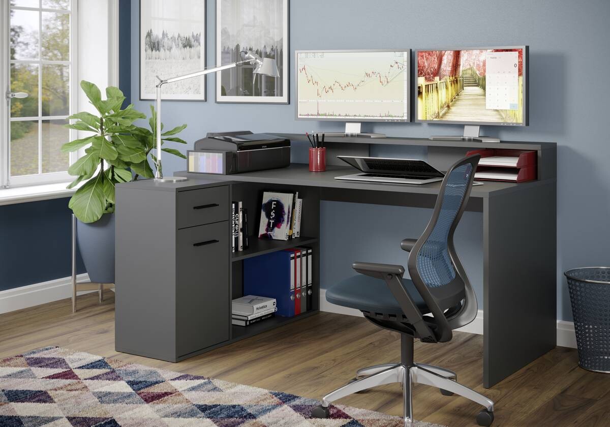 Schreibtisch Gamer anthrazit matt B/H/T: ca. 160x92x115 cm