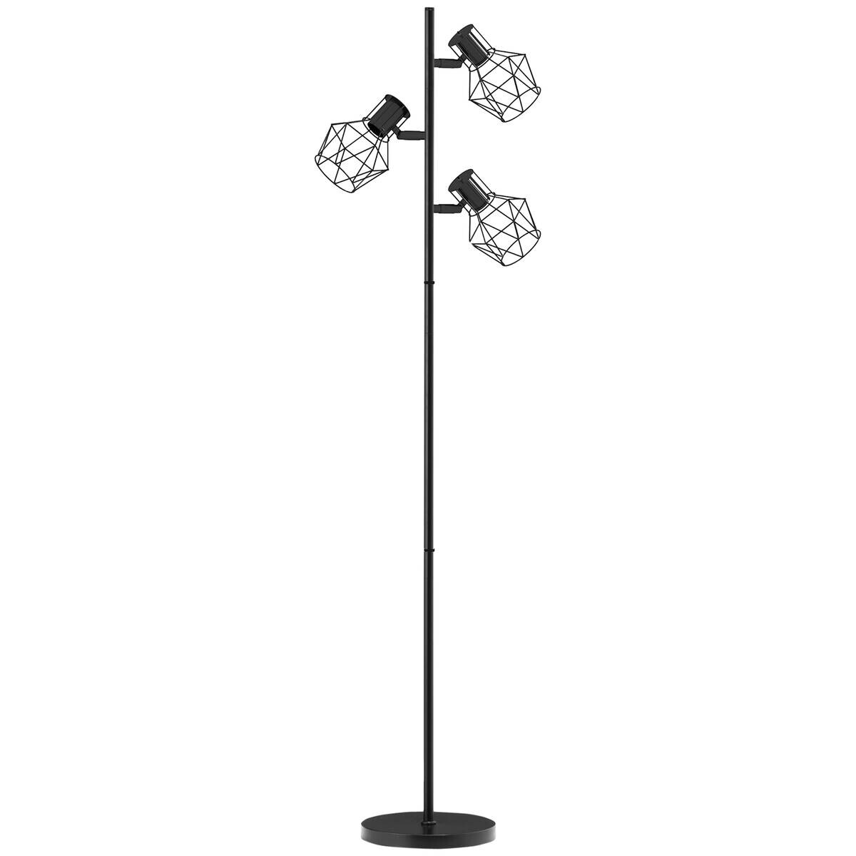 HOMCOM Stehleuchte schwarz Metall B/H/L: ca. 28x169x41 cm E27 3 Brennstellen
