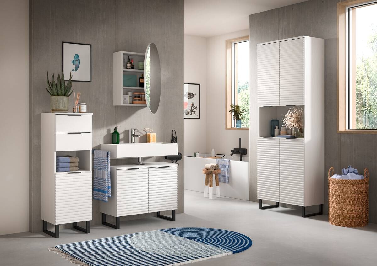 Hochschrank Riff weiß B/H/T: ca. 70x193x34 cm