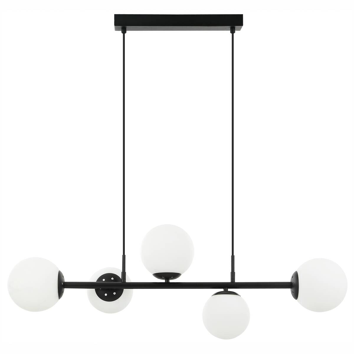 Lamkur Pendelleuchte Maddie schwarz Glas Stahl B/H/L: ca. 120x23x93 cm E14 5 Brennstellen