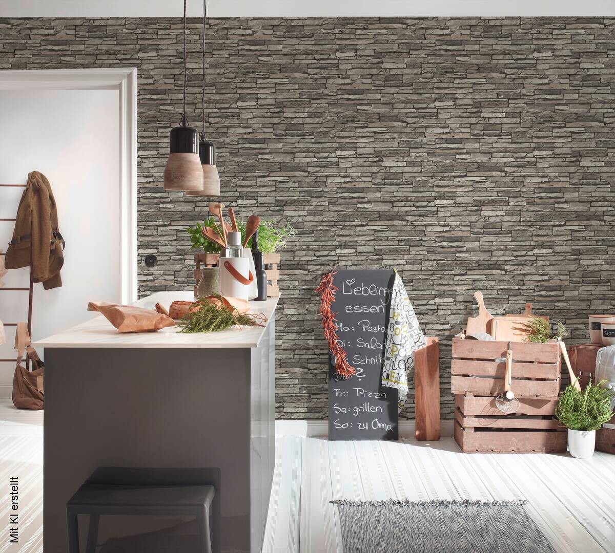A.S.Creation Vliestapete schwarz grau creme B/H/D: ca. 53x1005x9,3 cm