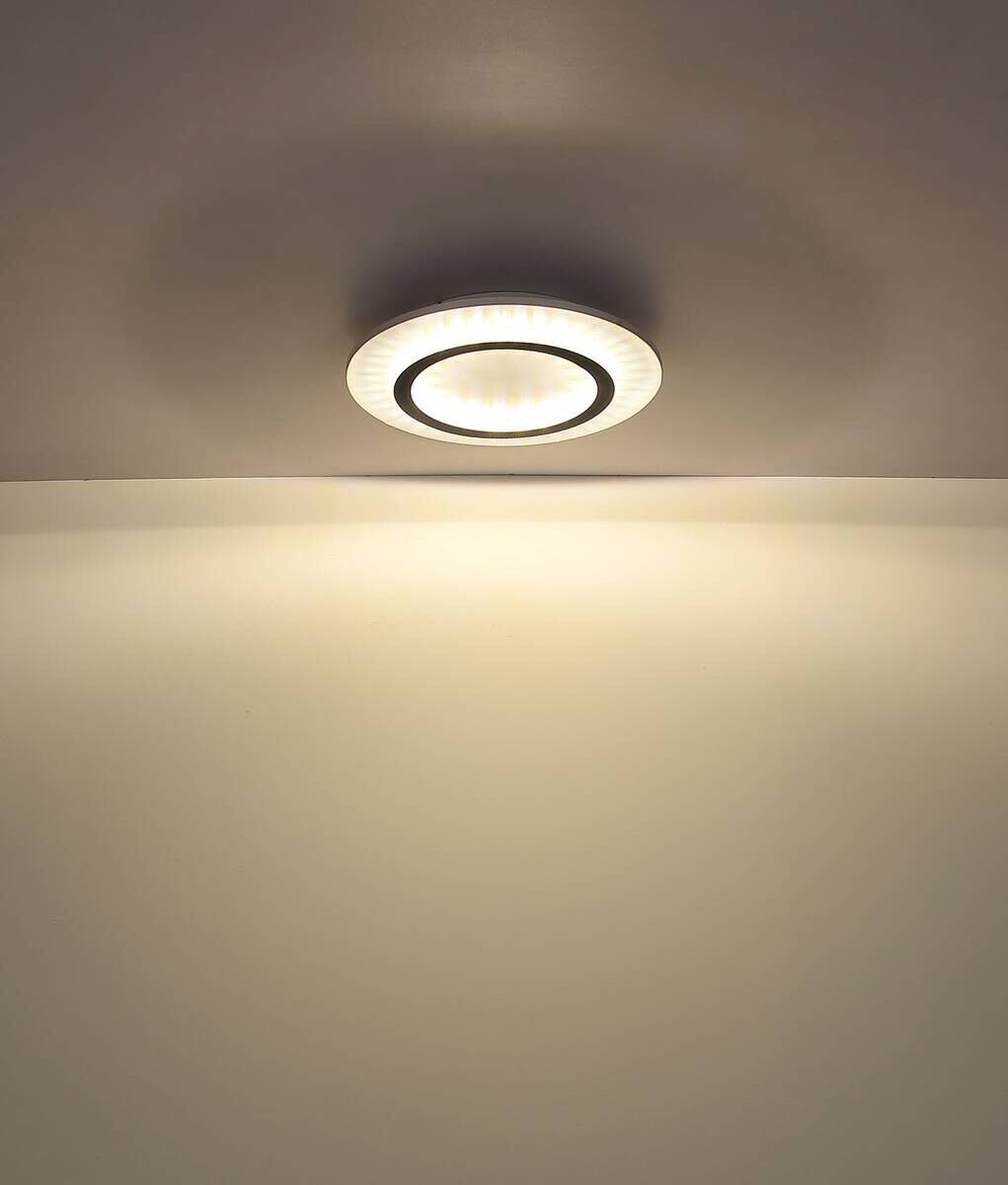 GLOBO LED-Deckenleuchte weiß hellgrau klar Metall Kunststoff H/D: ca. 5,5x35 cm 1 Brennstellen