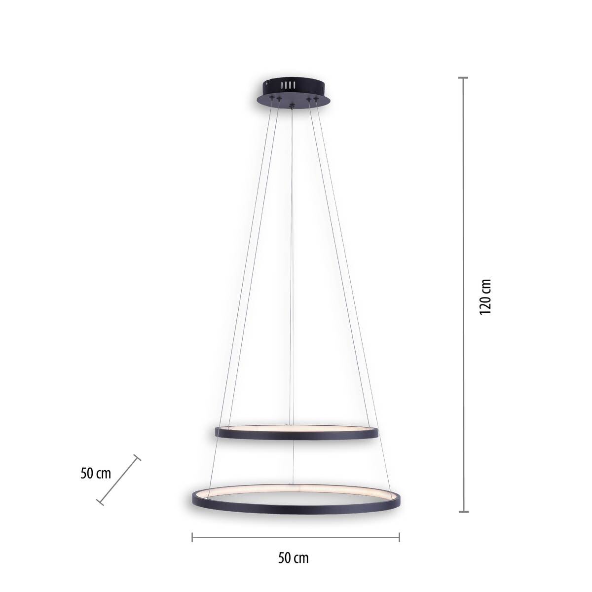 Just Light LED-Pendelleuchte CIRCLE 11525-13 weiß anthrazit Metall Kunststoff H/D: ca. 120x50 cm 2 Brennstellen