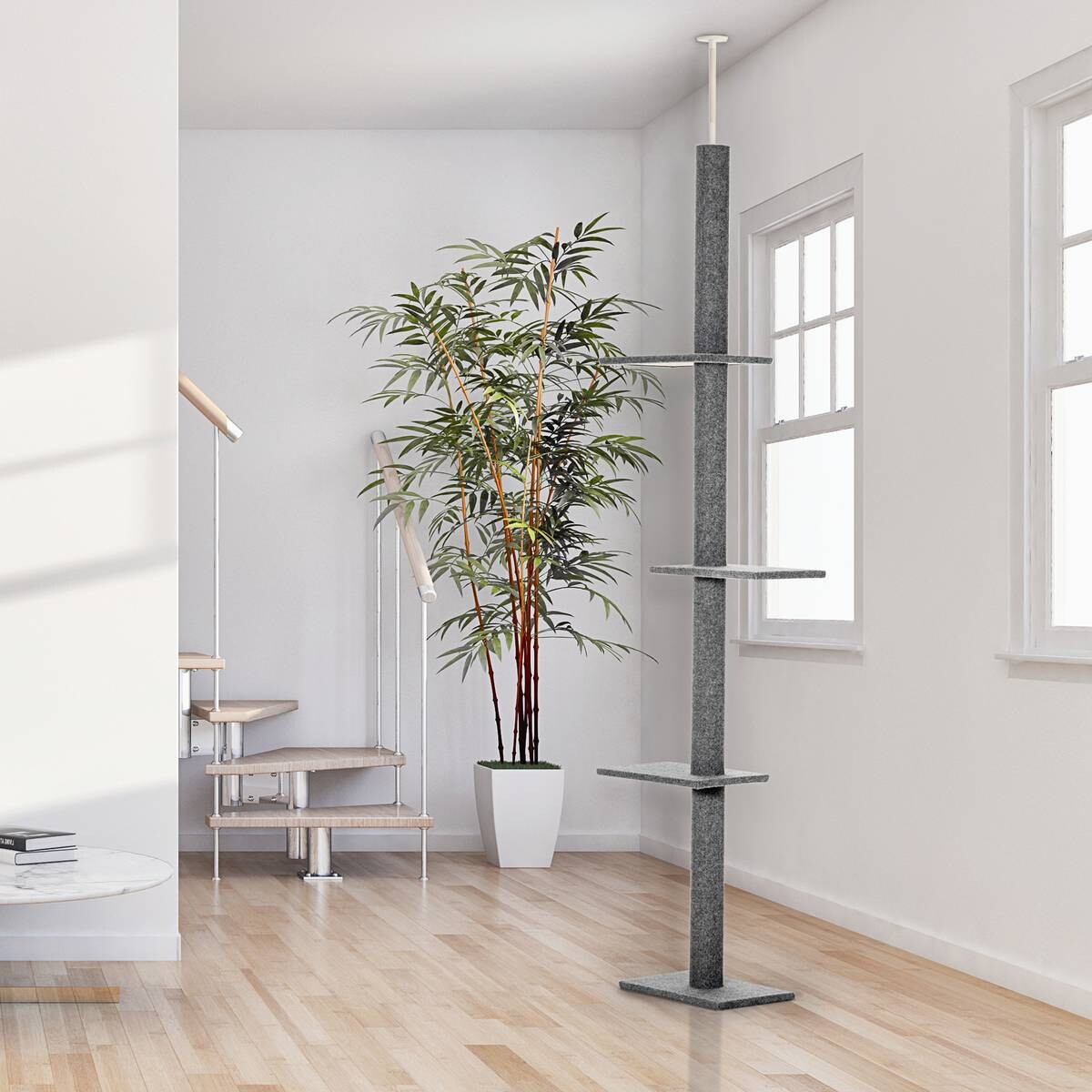 PawHut Kratzbaum grau Polyester B/H/L: ca. 27x228x43 cm