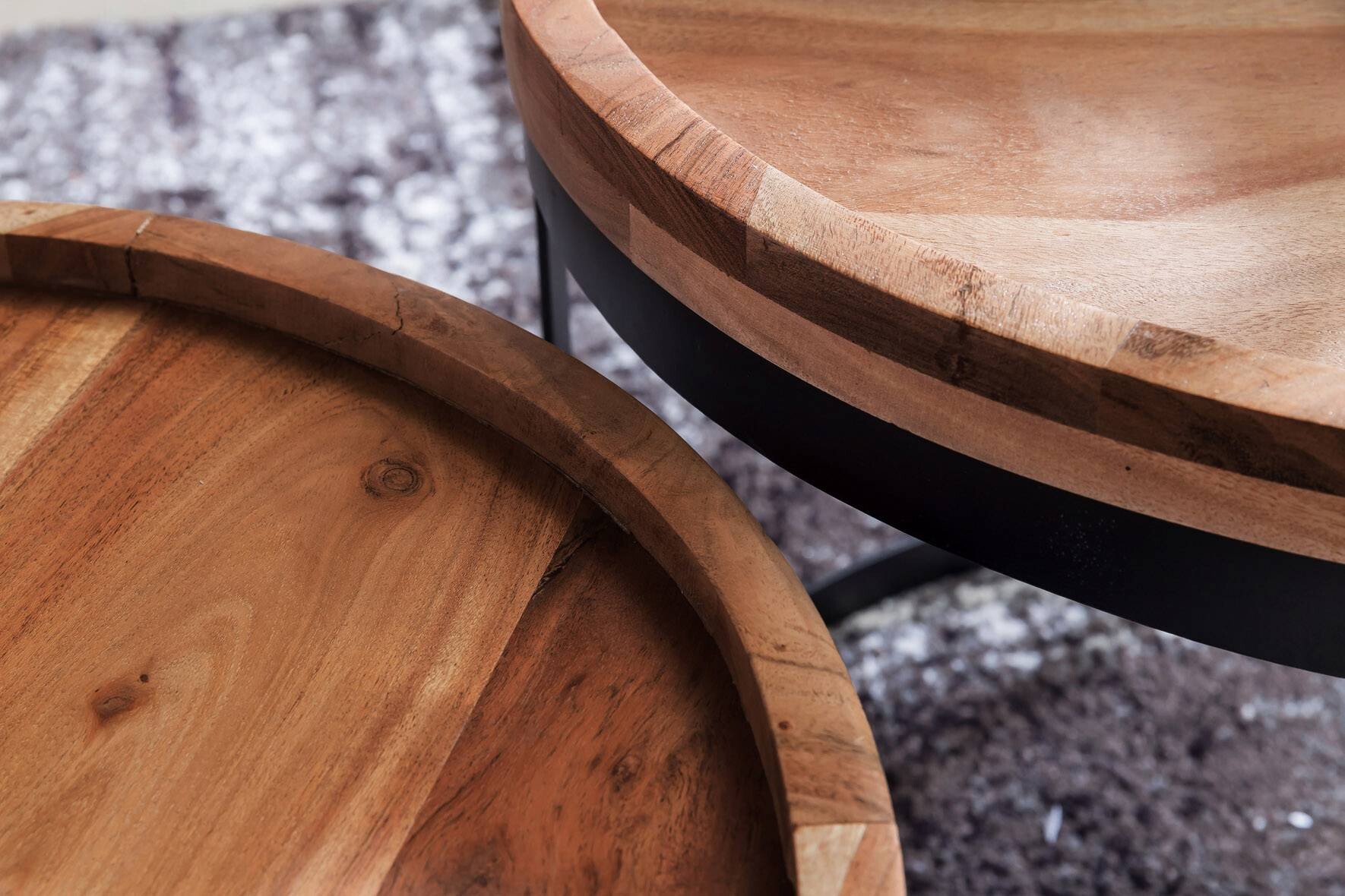 Beistelltisch natur schwarz Akazie Metall