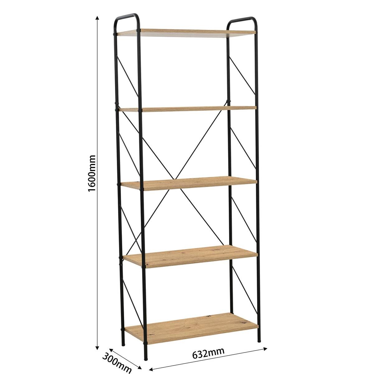 Standregal Nala Holzoptik Artisan Nachbildung schwarz B/H/T: ca. 63,2x160x30 cm