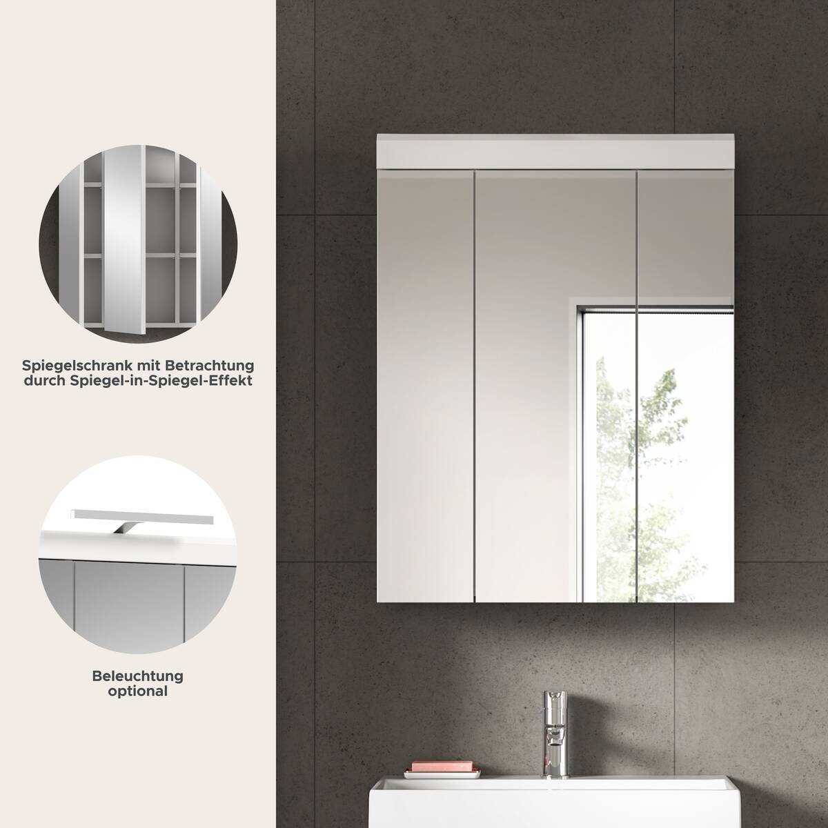 Spiegelschrank Scout weiß weiß Hochglanz B/H/T: ca. 60x79x18 cm