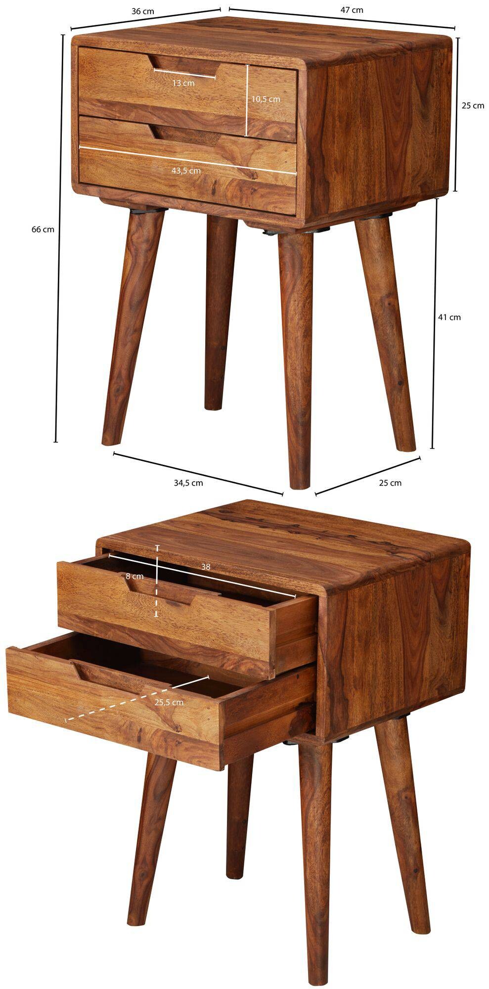 Nachtkonsole braun B/H/T: ca. 47x66x36 cm
