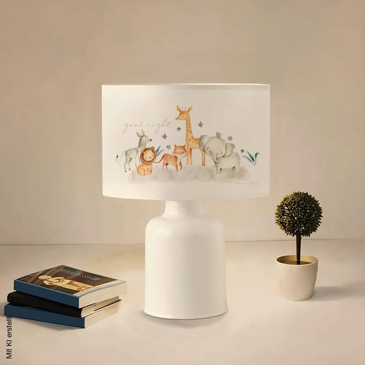Tischleuchte mehrfarbig Stoff Kunststoff B/H/L/D: ca. 24x32x24x24 cm E27 1 Brennstellen