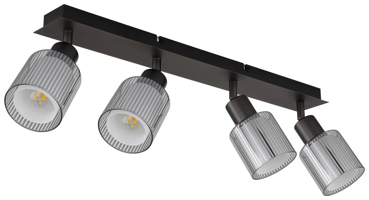 GLOBO Strahler Chrom schwarz Metall Glas B/H/L: ca. 10,5x56,5x16,5 cm E14 4 Brennstellen