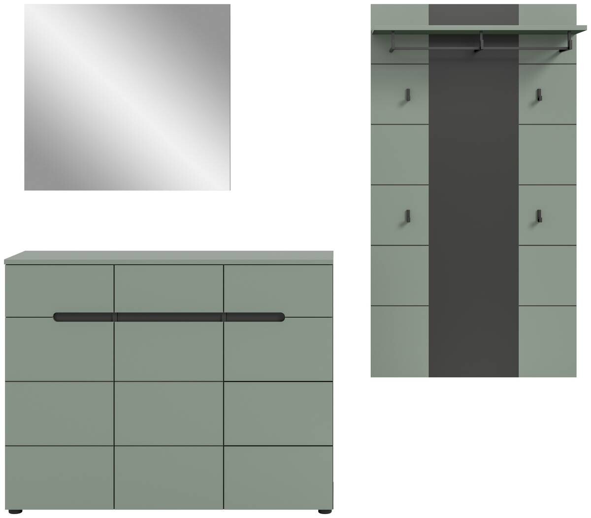 Garderobe Canu grün basaltgrau Nachbildung B/H/T: ca. 215x190x37 cm