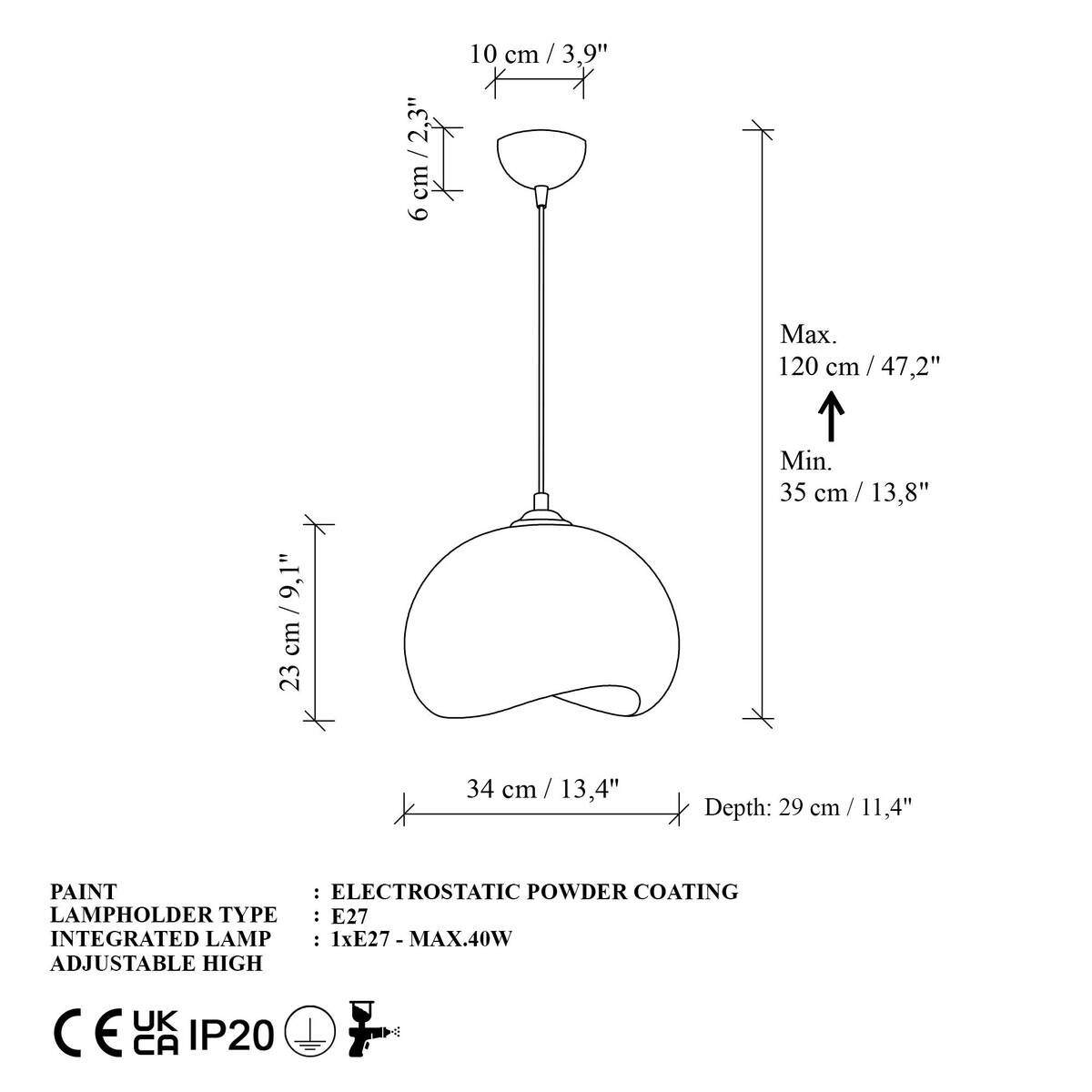 Opviq Pendelleuchte Yontu-15850-A schwarz Polyester-Mischgewebe Metall B/H/L: ca. 29x120x34 cm E27 1 Brennstellen