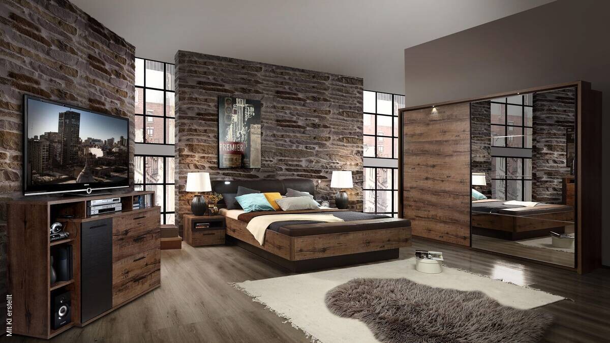 Bett schlamm Eiche Nachbildung B/H/T: ca. 219,8x90x242,2 cm