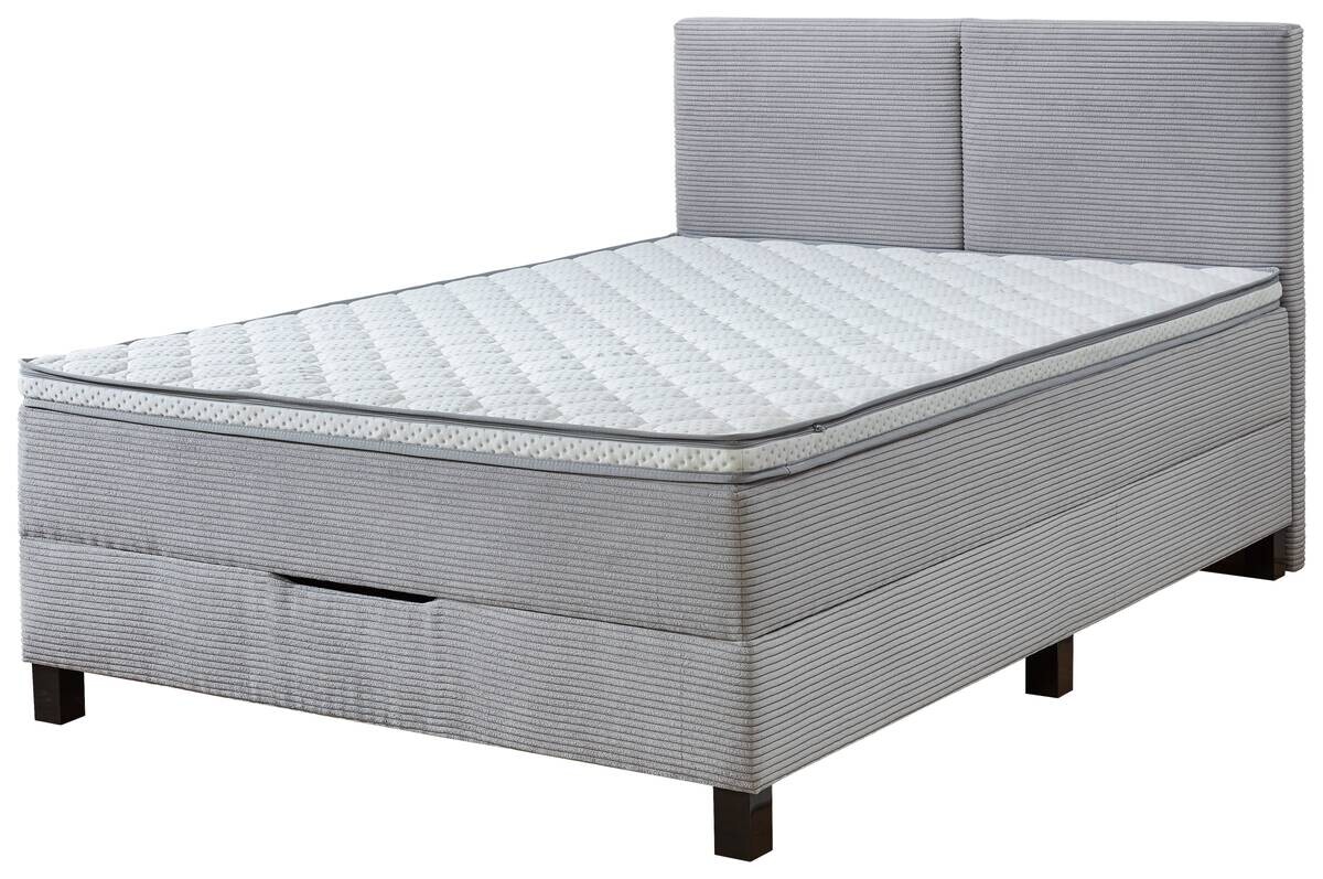 Boxspringbett Venedig inkl. integriertem Topper silber Liegefläche B/L: ca. 140x200 cm