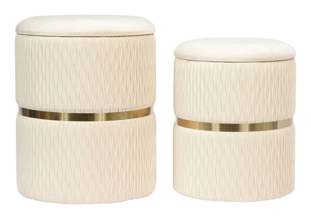 360 Living Hocker Milas 100 2er-Set creme H/D: ca. 44x36 cm