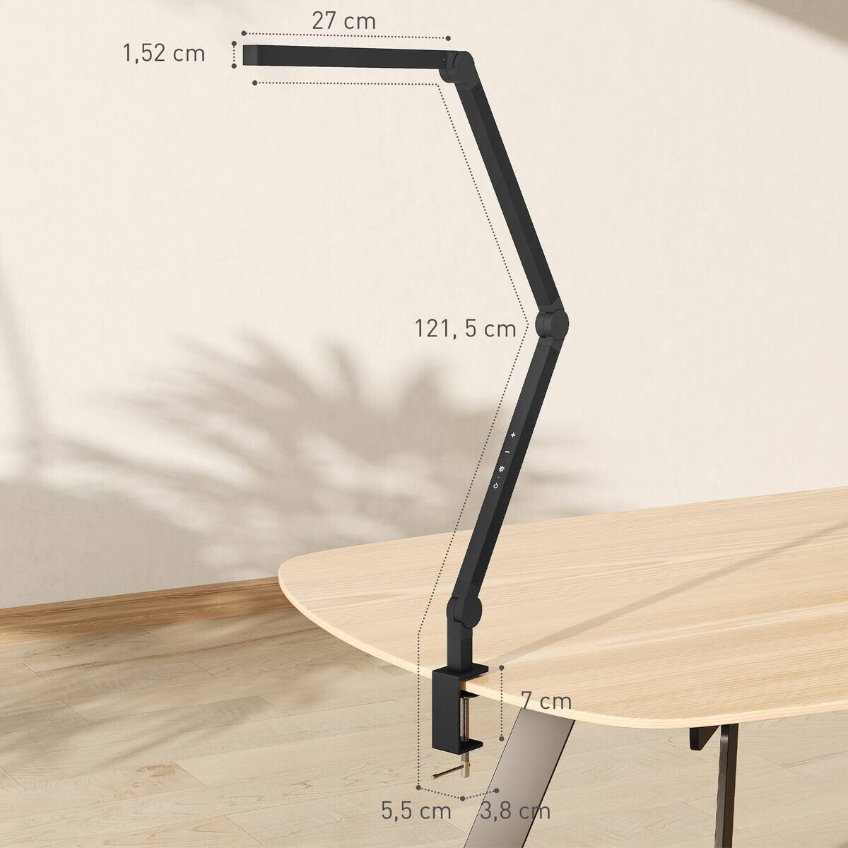 HOMCOM Tischleuchte schwarz Aluminium Kunststoff B/H/L: ca. 3,8x5,5x121,5 cm