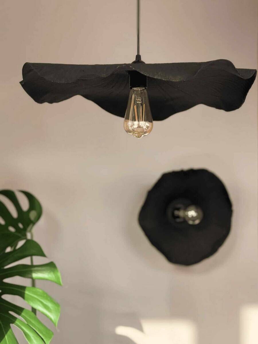 Opviq Pendelleuchte schwarz Kunststoff B/H/T/L/D: ca. 58x75x58x58x58 cm E27 1 Brennstellen