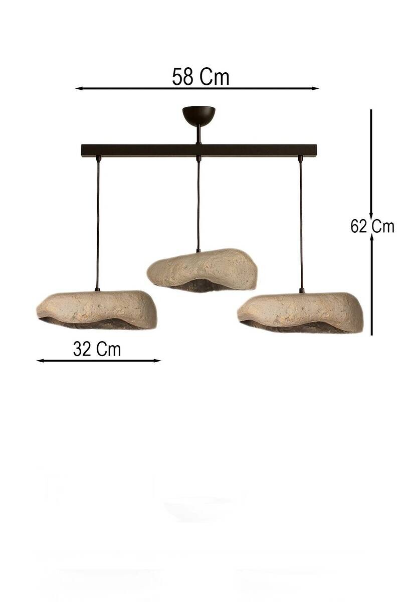 Opviq Pendelleuchte schwarz grau Beton Metall B/H/T/L/D: ca. 32x62x32x32x32 cm E27 3 Brennstellen