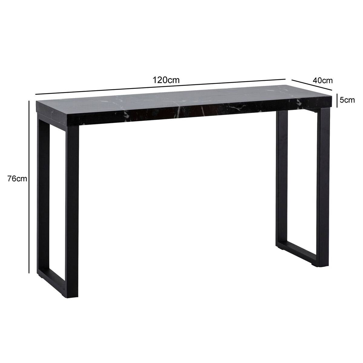 Konsolentisch schwarz Marmor Optik MDF B/H/T: ca. 120x76x40 cm