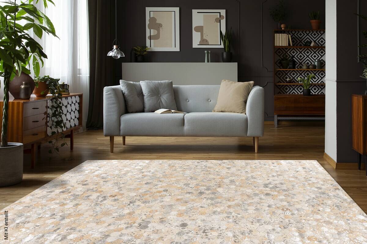 Padiro Flachflorteppich Lavin 1025 silber B/H/L: ca. 160x0,8x230 cm
