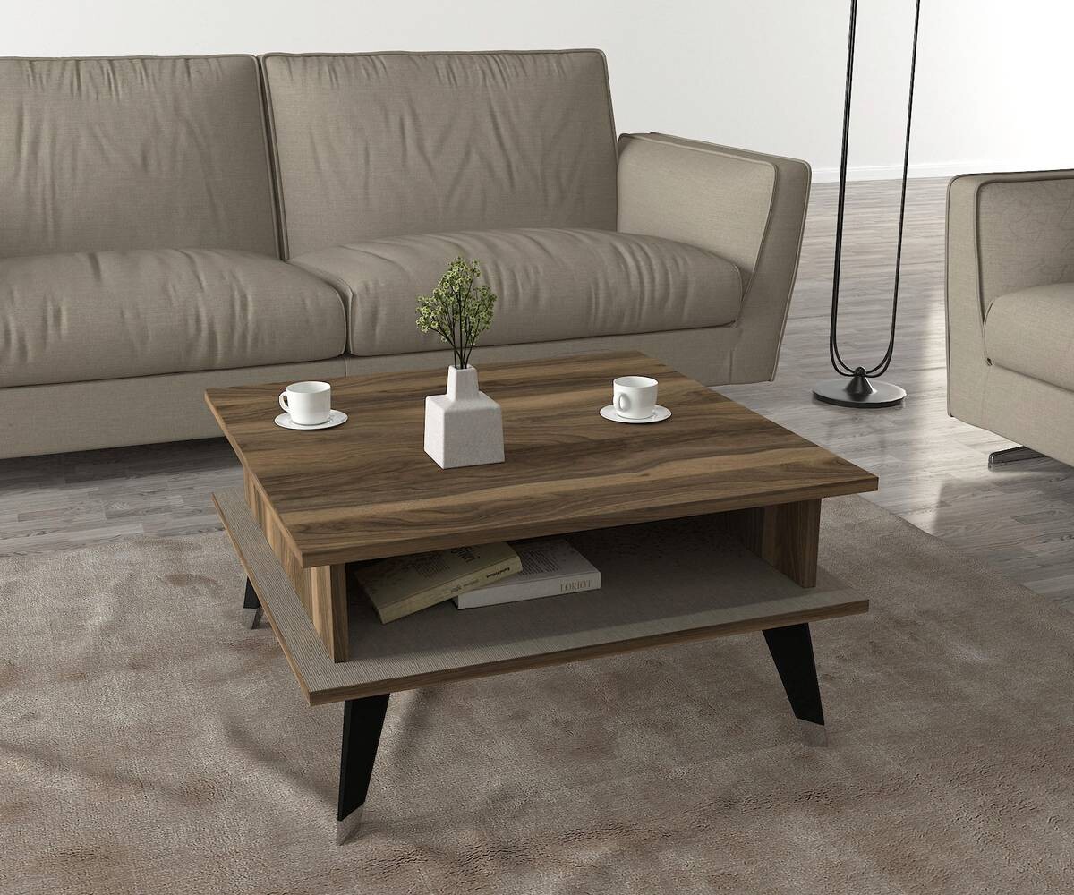 Couchtisch Logan walnuss Nachbildung grau B/H/T: ca. 72x38x72 cm