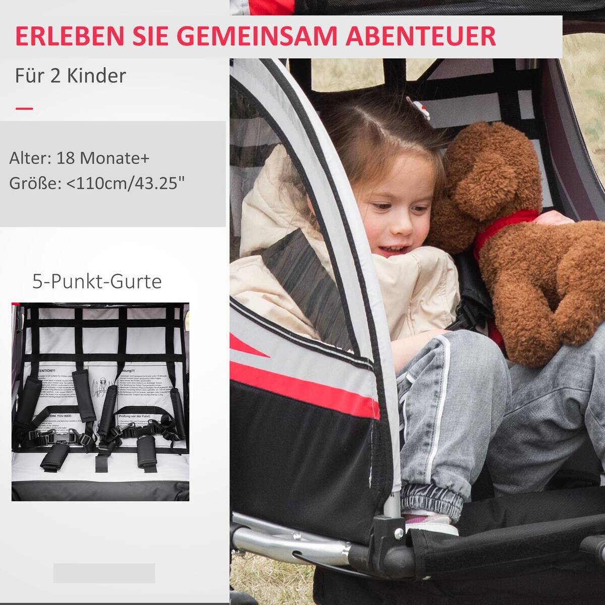 HOMCOM Fahrradanhänger schwarz schwarz B/H/L: ca. 75x142x101 cm