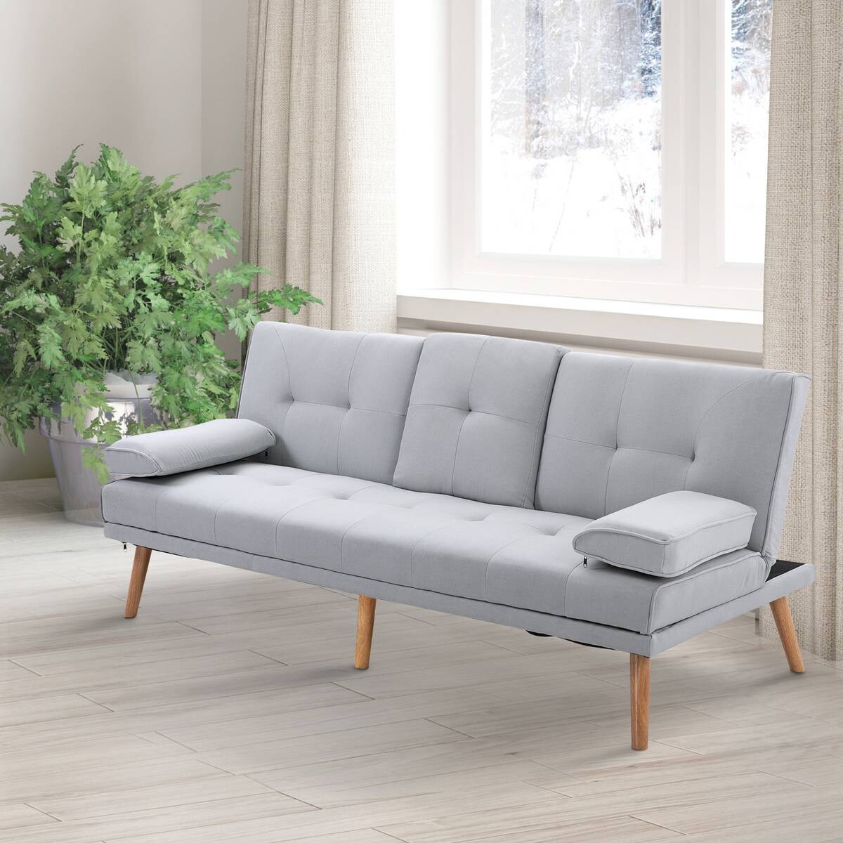 HOMCOM Schlafsofa 833-663 hellgrau B/H/T: ca. 181x78x77 cm