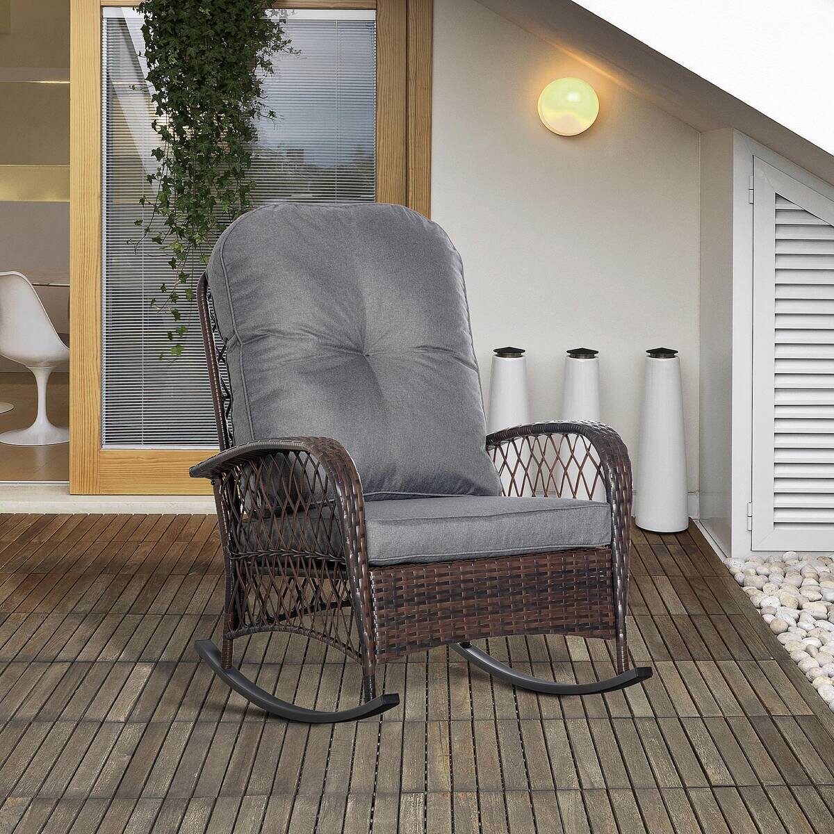 Outsunny Gartensessel braun Polypropylen B/H/L: ca. 98x75x91 cm