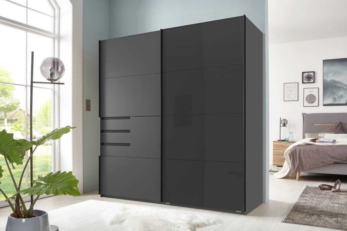 Schwebetürenschrank Schwerin Graphit B/H/T: ca. 180x198x65 cm