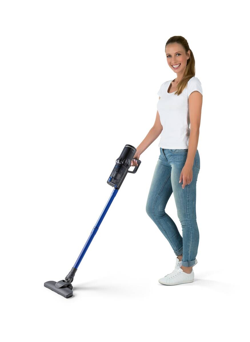 CLEANmaxx Akku-Staubsauger blau grau B/H/L: ca. 18,1x24,5x39,5 cm