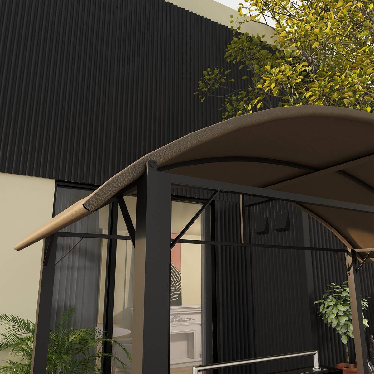 Outsunny Grillpavillon khaki Stahl B/H/L: ca. 110x235x233 cm