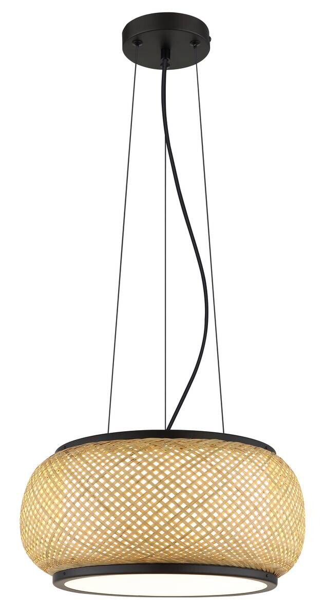 GLOBO Pendelleuchte natur mattschwarz Bambus Metall H/D: ca. 120x38 cm 1.0 Brennstellen