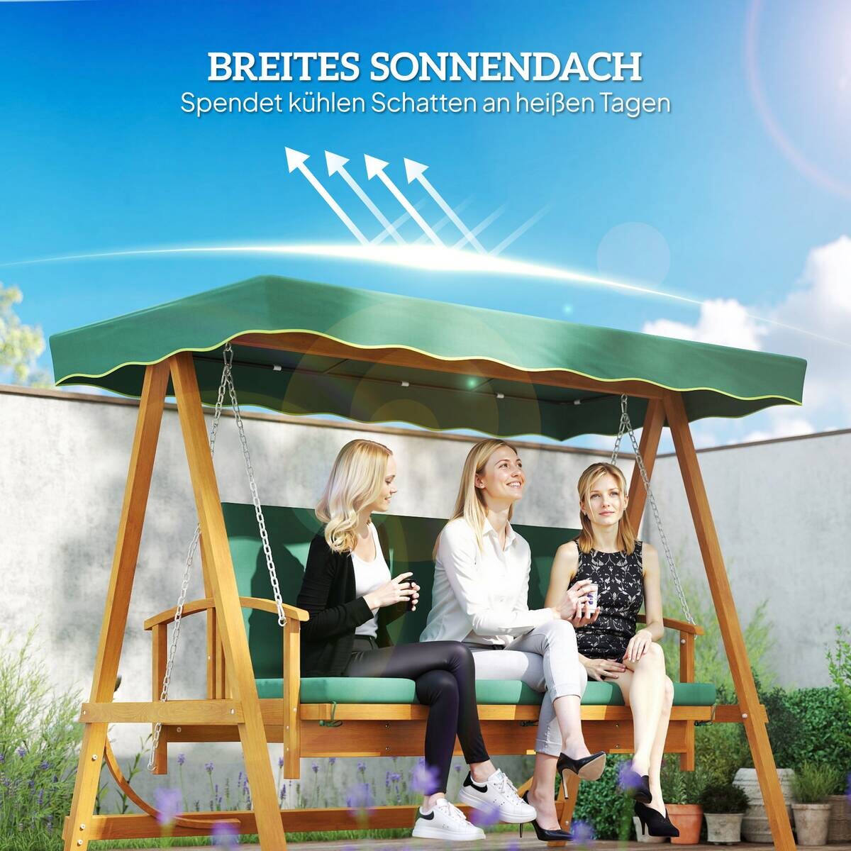 Outsunny Hollywoodschaukel dunkelgrün Polyester B/H/L: ca. 130x181x236 cm