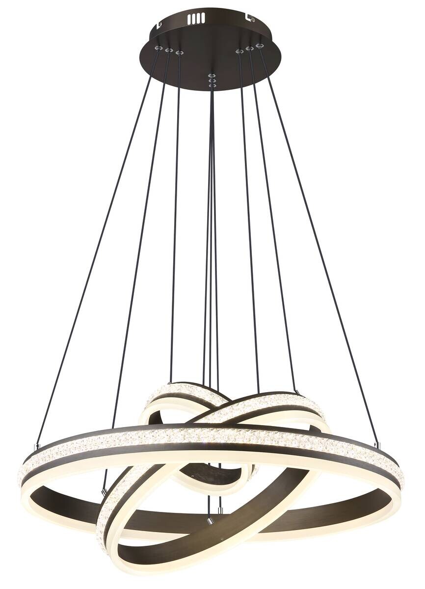 GLOBO LED-Pendelleuchte titanfarbig klar Kunststoff Metall H/D: ca. 120x60 cm
