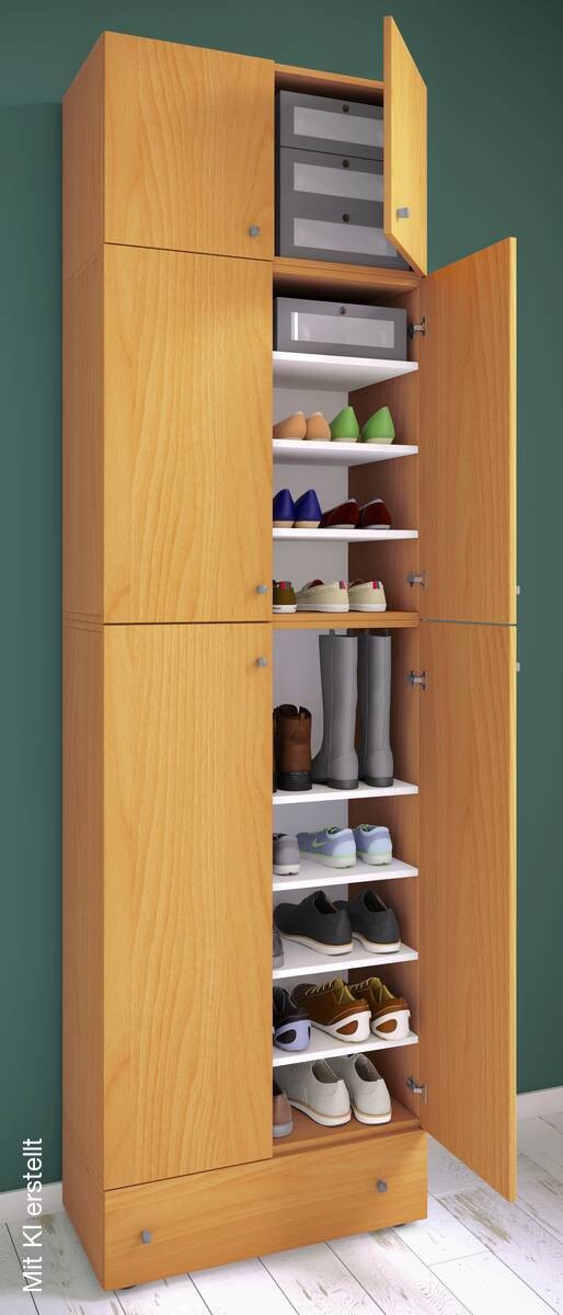 Schuhschrank Lona buche Nachbildung weiß B/H/T: ca. 70x240x39 cm