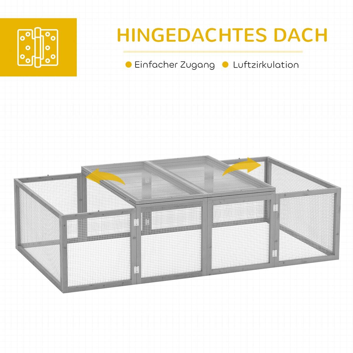 PawHut Kleintiergehege grau Holz B/H/L: ca. 100x48x181 cm