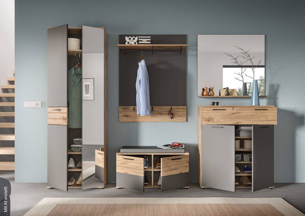 Sitzbank Mason Nox Oak Nachbildung dunkelgrau B/H/T: ca. 90x45x37 cm
