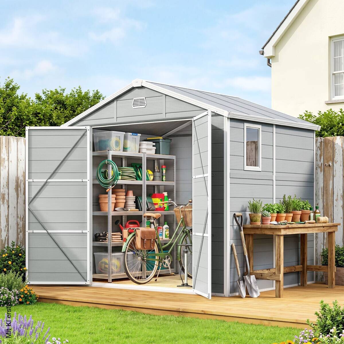 Outsunny Gartenhaus hellgrau B/H/T/L: ca. 190x228x190x240 cm