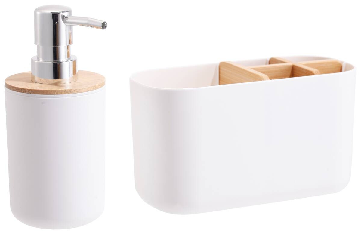 Sensation Badezimmer-Set weiß natur Bambus Kunststoff