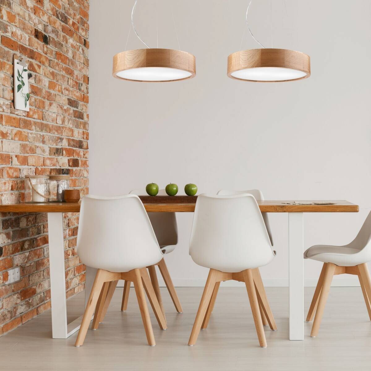 Lamkur Deckenleuchte weiß Holz Glas B/H/L: ca. 38x80x38 cm E27 2 Brennstellen