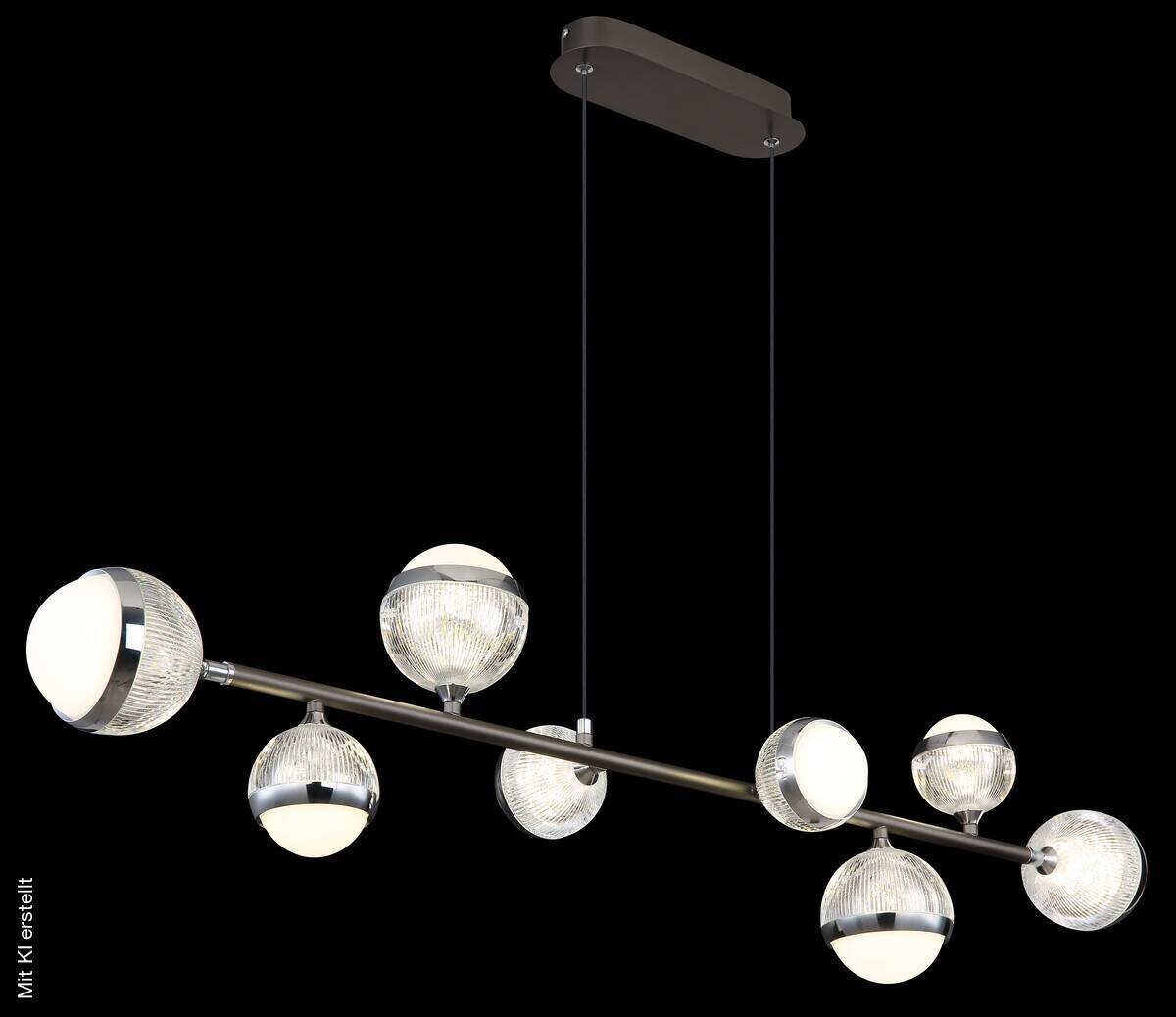 GLOBO LED-Pendelleuchte transparent Chrom titanfarbig Acryl Aluminium Metall B/H/T: ca. 24x120x109 cm