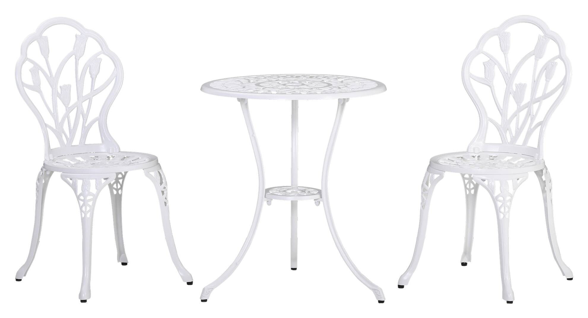 Outsunny Gartenmöbel-Set weiß Aluminium