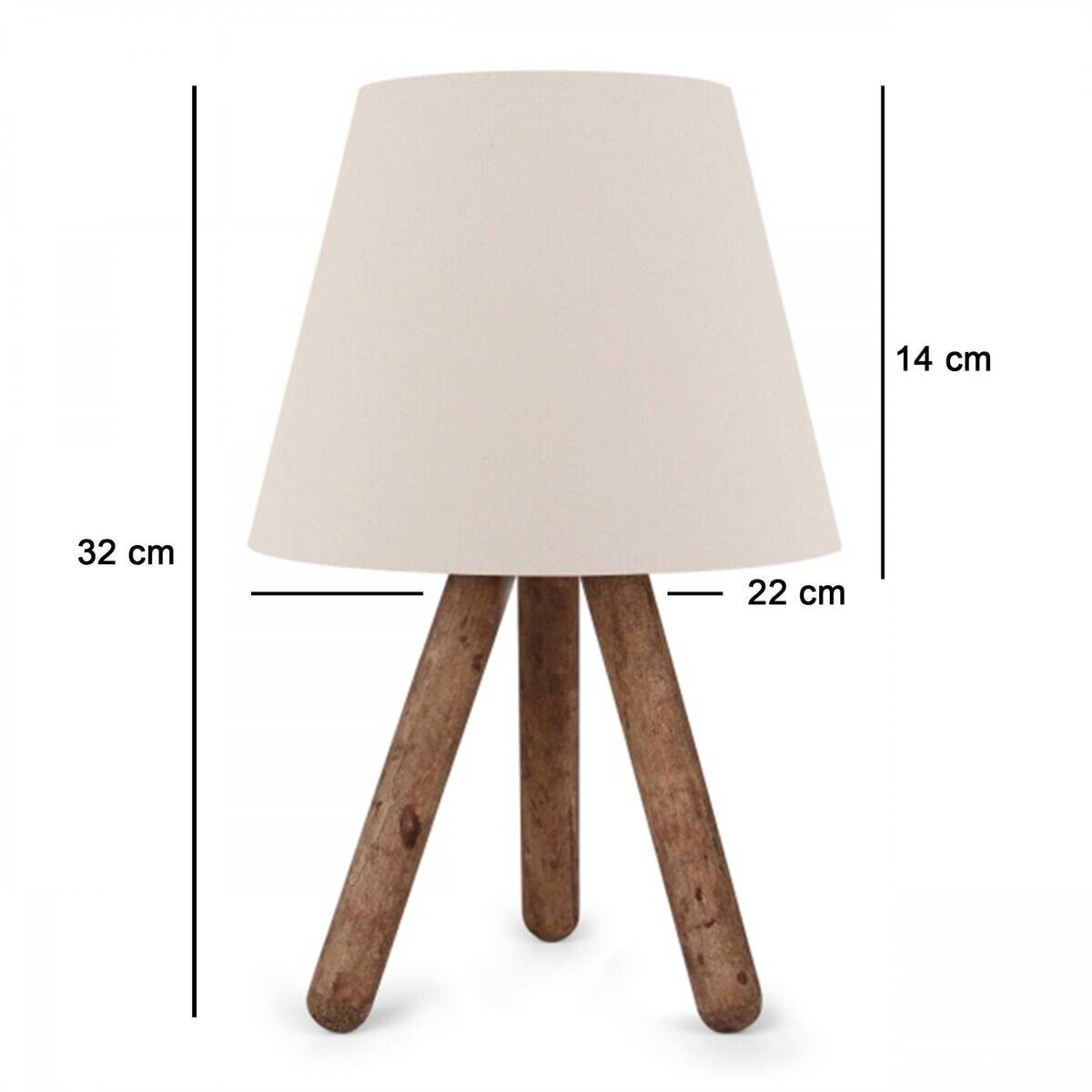 Tischleuchte creme Holz PVC B/H/T/L: ca. 17x33x17x22 cm E27 1 Brennstellen