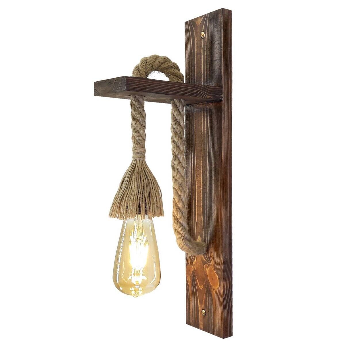 Opviq Wandleuchte Ahsap nussbaum Kiefer B/H/T/L: ca. 45x17x9x45 cm E27 1 Brennstellen