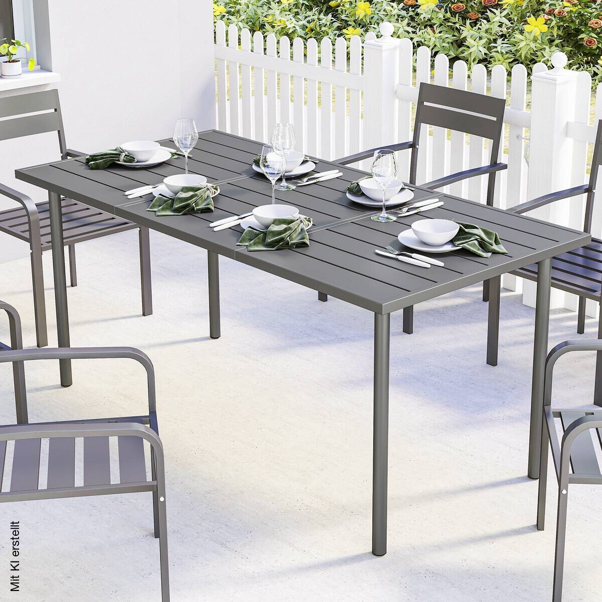Outsunny Gartentisch dunkelgrau Metall B/H/L: ca. 80x74x165 cm