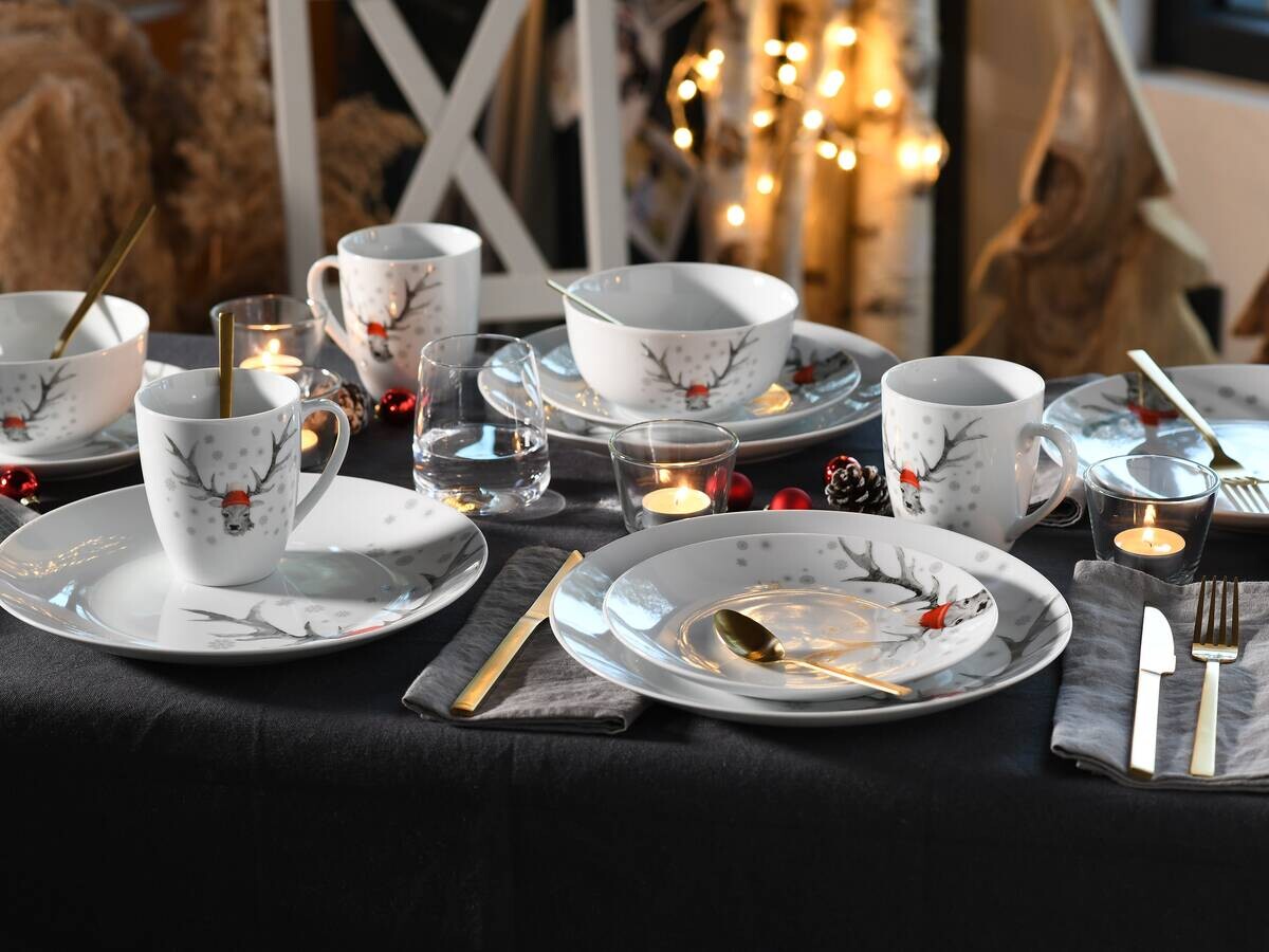 CreaTable Kombiservice Hirsch weiß Porzellan 16 tlg.