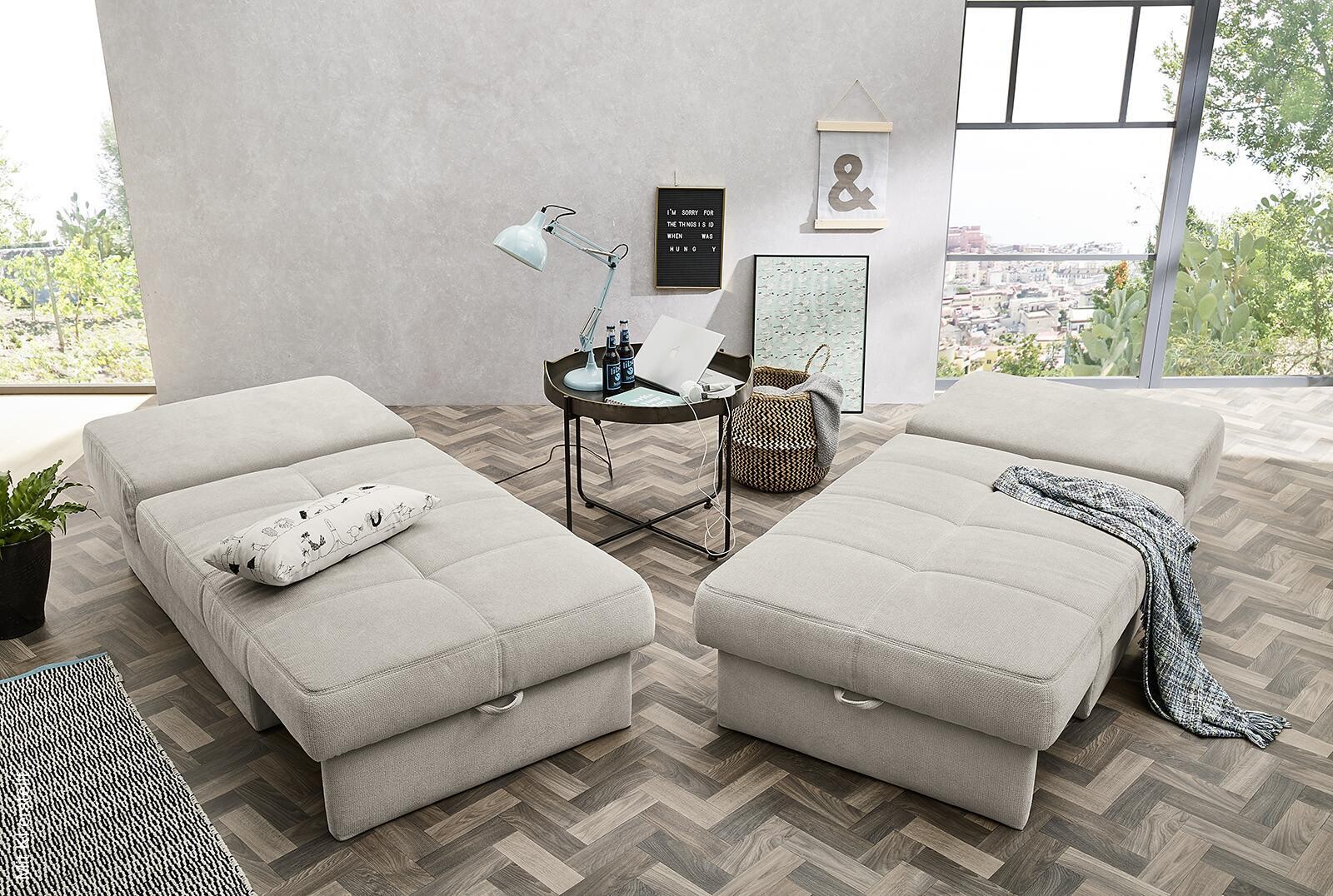 Recamiere beige Microfaser B/H/T: ca. 93x205x78 cm